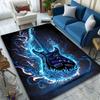 1 Stück Elektrische Gitarre Blaue Flammen Muster Teppich Teppiche für Schlafzimmer Wohnzimmer Sofamatte Kreative Fußmatte Garderobe Heimdekoration