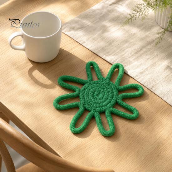 Sous-verre Style Nordique Tournesol Corde de Coton Sous-verre, Tapis Isolant Thermique Fait Main pour Tasse Antidérapante Table, Set de Table Pots Et Tasses Tissé