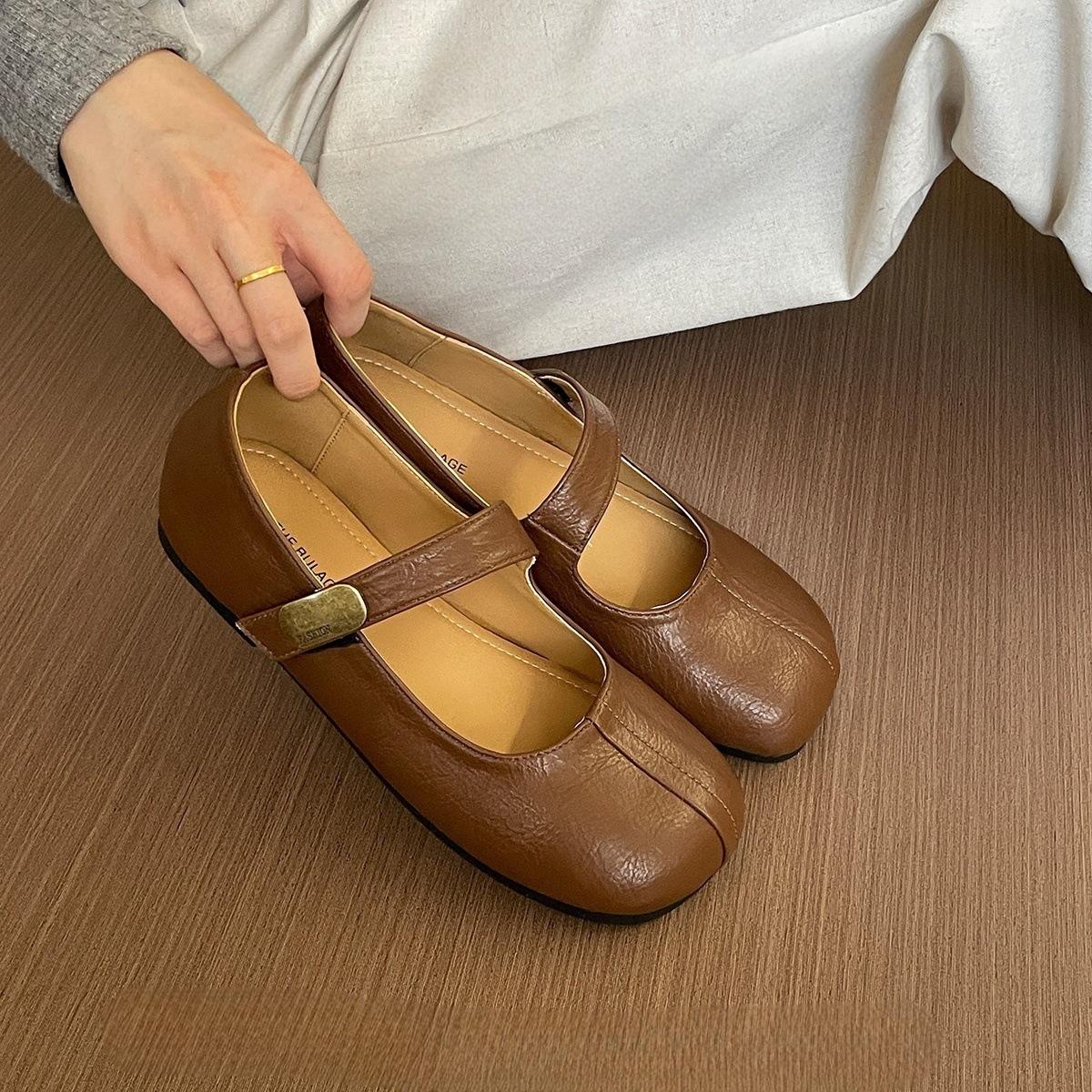 

Серебристые туфли Мэри Джейн на плоской подошве, женская обувь, весна 2025, новые туфли с круглым носком, для работы, универсальные, французские, с открытым верхом, одинарные 39