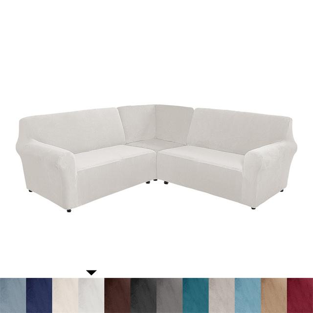 5-Sitzer-Samt-Sofabezug, dehnbar, L-förmig, Schnittsofa-Schonbezüge für Wohnzimmer, rutschfest, waschbar, Sessel-Couch-Bezüge