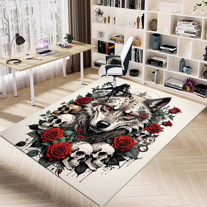 1PC Wolves, Skeletons Non-Slip Floor Carpet, Suitable for Office, Bedroomand Playrooms. It Can Also Be Used As a Sofa Footrest cover-T25