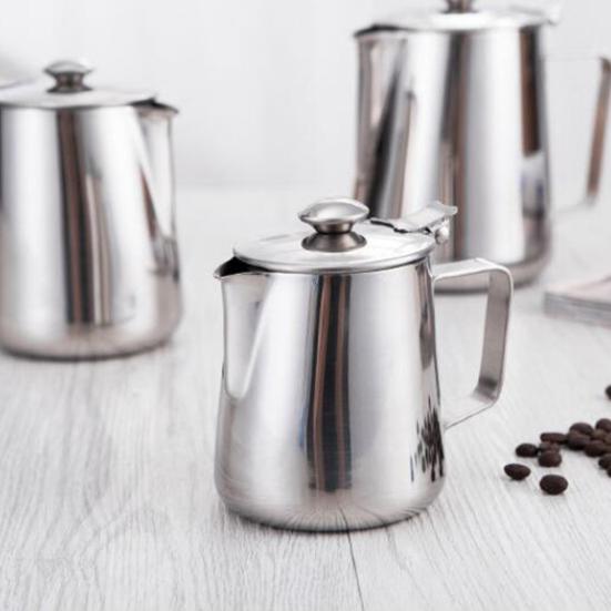 Coffee Frothing Pitcher with Lid Multi-functional Stainless Steel Latte Art Milk Frother Cup Barista Tool
