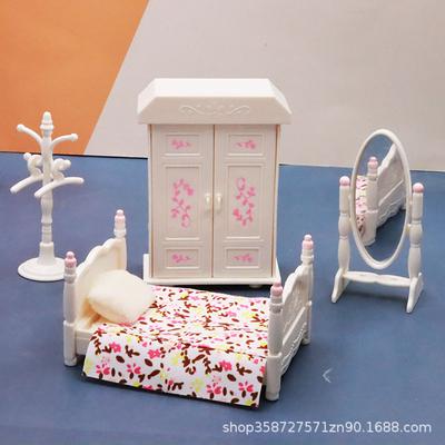 Simulation Cute Mini Playhouse Bedroom Bedclothes Cabinet Playhouse Model Girl Small Ornaments Children'S Toys