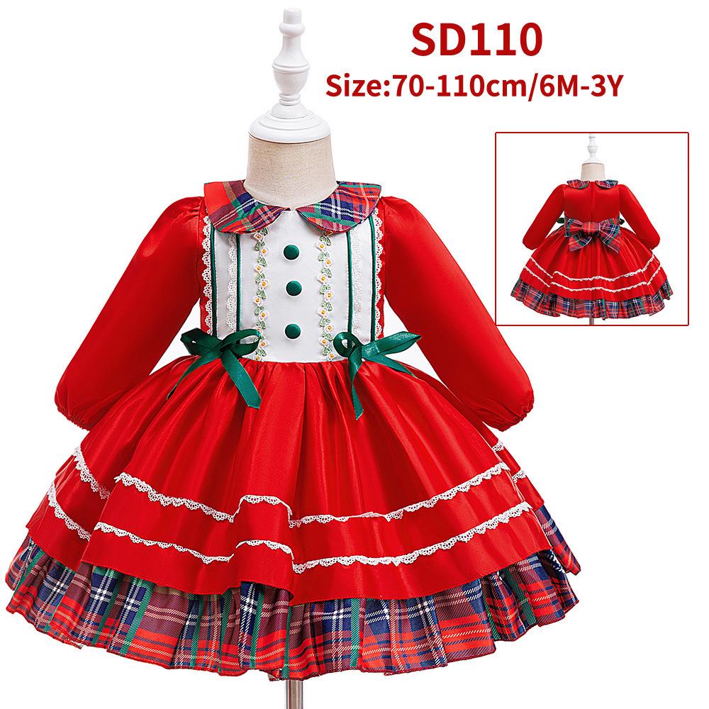 Red & Green Sequin Christmas Dress: Santa Claus Snowflake Costume, Girls' Mesh Princess Dress