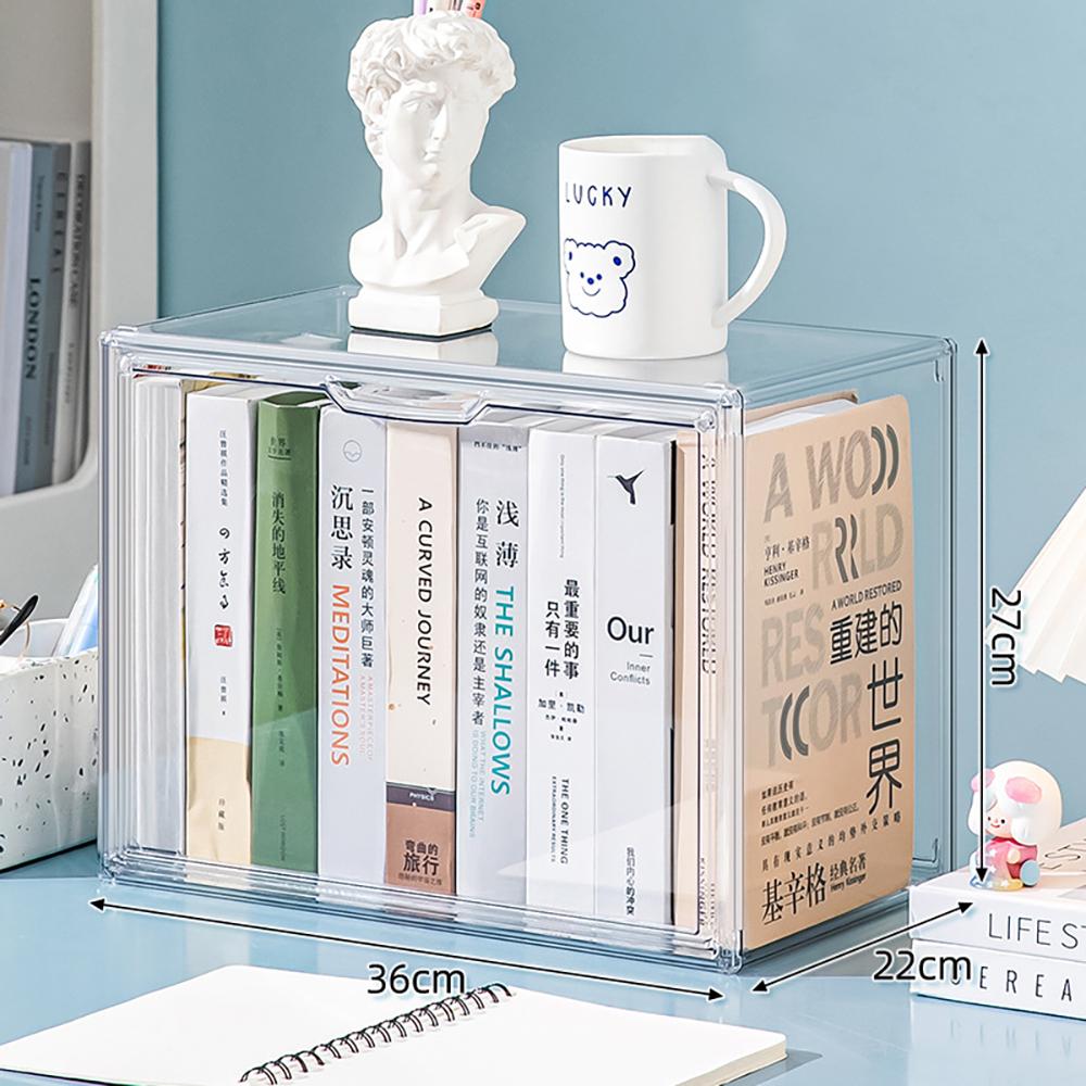 Simple Plastic Transparent Dustproof Book Storage Box for Bookcase Organizer Children s Picture Book Music Album Desktop Storage
