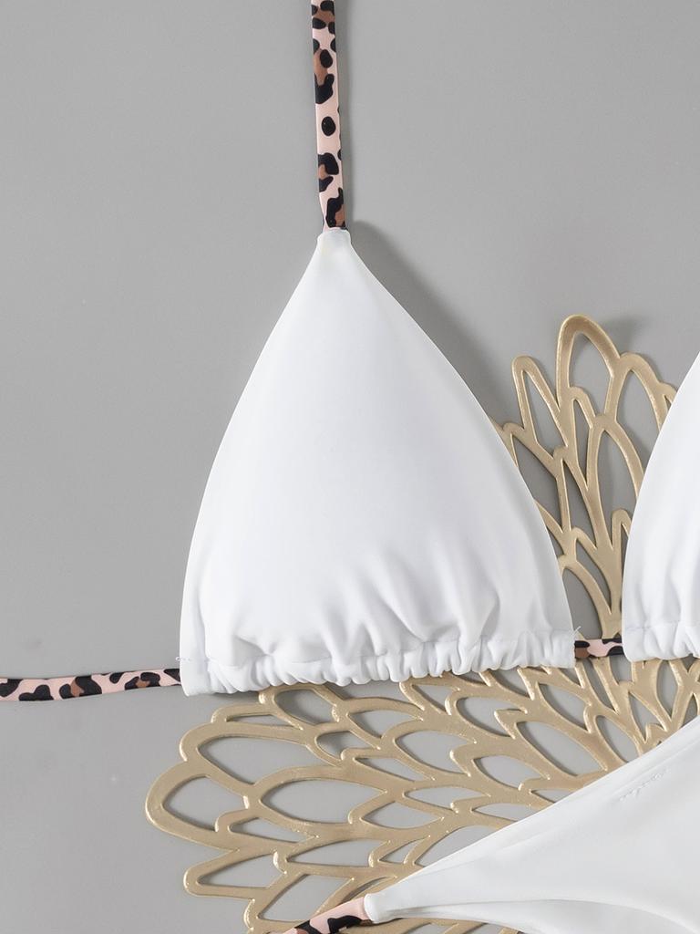 Kontrastní barva ramínka Jednobarevné tanga Sexy bikiny Dvoudílné plavky pro ženy