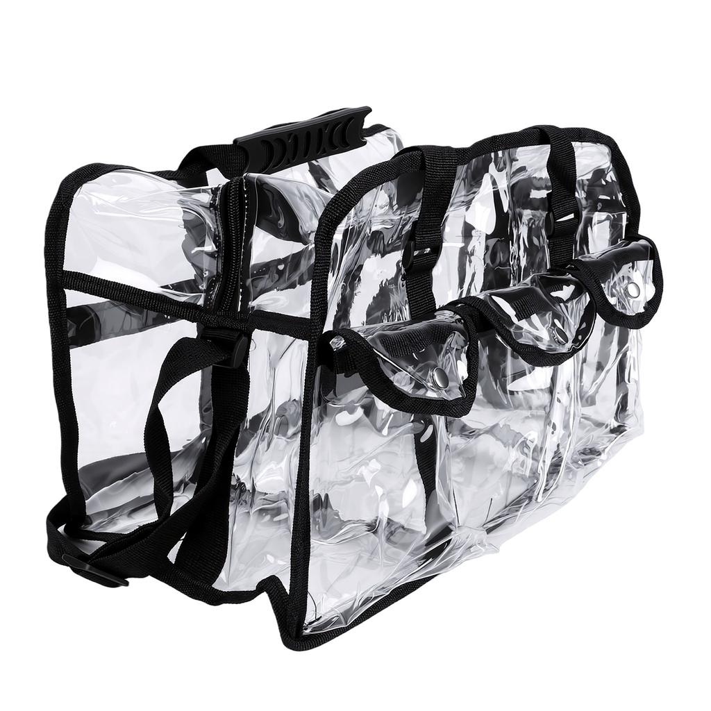 Clear PVC Makeup Bag with 4 External Pockets Tissue Hole Transparent PVC Toiletry Bag for Home Travel Use