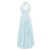 French Socialite Summer Halterneck Deep V-Neck Pleated Dress
