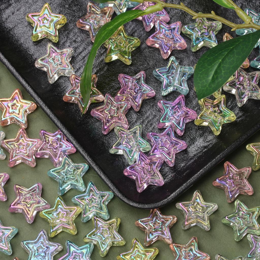 DIY Material Transparent 10Pcs Acrylic Charms Star Pentagram 20mm Beads UV Plated Creative Jewelry Accessories Pendant Bracelet Necklace