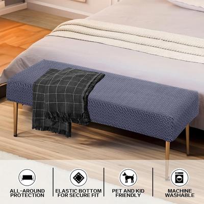 Stretch Jacquard Dining Bench Cover Living Room Anti-Dust Removable Bench Slipcover Washable Bench Seat Protector