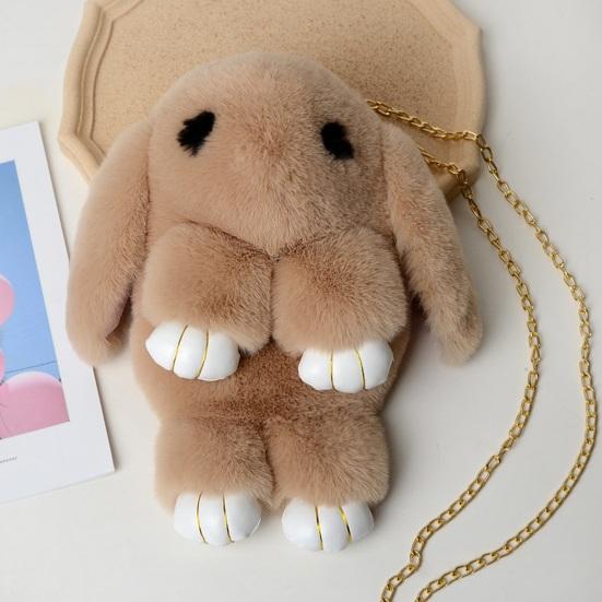 Messenger Bag Cartoon Bunny Shapr Furry Fluffy Soft Touch Plüsch Kette Schultergurt Große Kapazität Reißverschluss Lady Shoudler Bag Umhängetasche