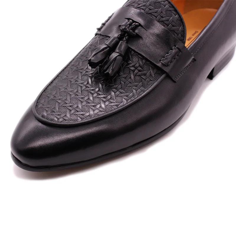 Fashion FELIX CHU Men's Genuine Leather Tassel Loafers Italian Luxury Fashion Slip-On Dress Shoes for Parties Weddings Casual Wear