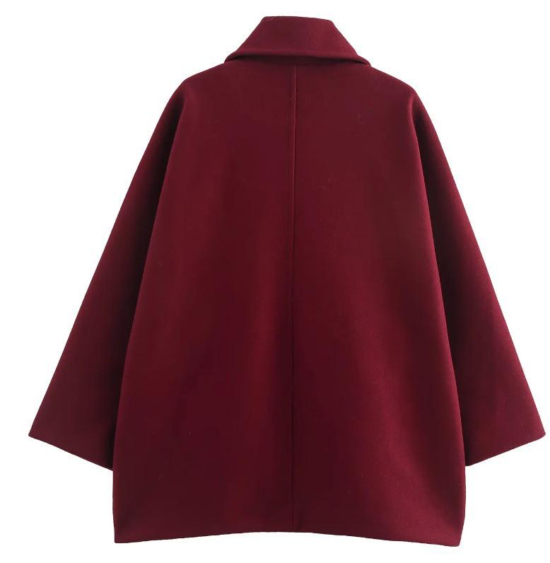 Women's European Style Turn-Down Collar Wool Overcoat, Winter Outerwear, Available in Multiple Colors