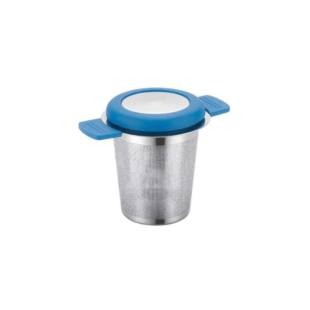 Infusore da tè in acciaio inossidabile con coperchio in silicone, Colino per tè in foglie sfuse per la preparazione