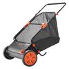 Push Lawn Sweeper, 66 cm Leaf & Grass Collector with 7 cu. ft. Hopper Bag, Adjustable Brush Height & Spinning Brushes, Heavy Duty Yard Sweeper with
