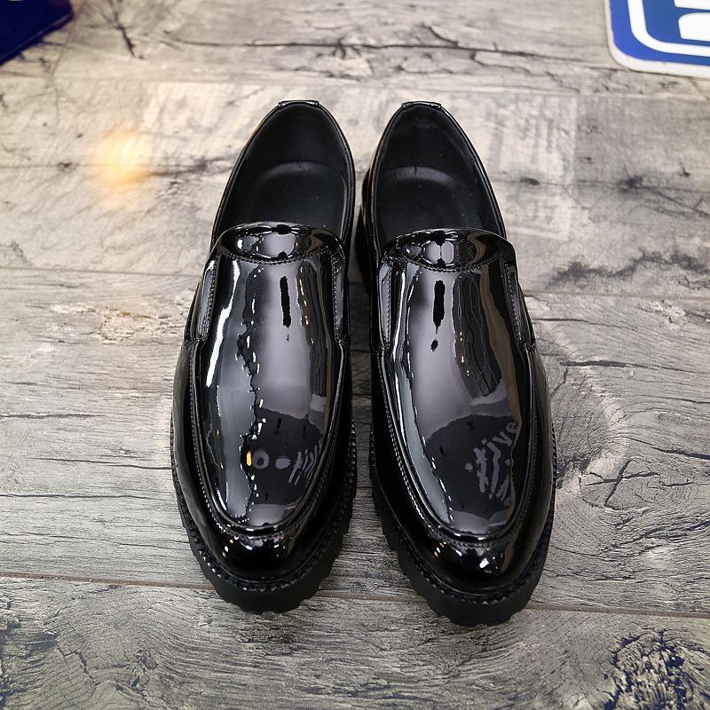 

Мужская модная обувь для ночного клуба, молодежная британская повседневная корейская версия, парикмахерские перчатки с острым носком из лакированной кожи, кожаные туфли 44
