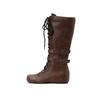 White Brown Women Mid Calf Boots Med Wedge Heel Big Size 50