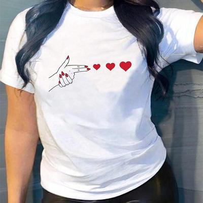 Mode Frauen Liebe Start Druck T-Shirt Lustig Lässig O-Ausschnitt Kurzarm T-Shirt Sommer Damen T-Shirt