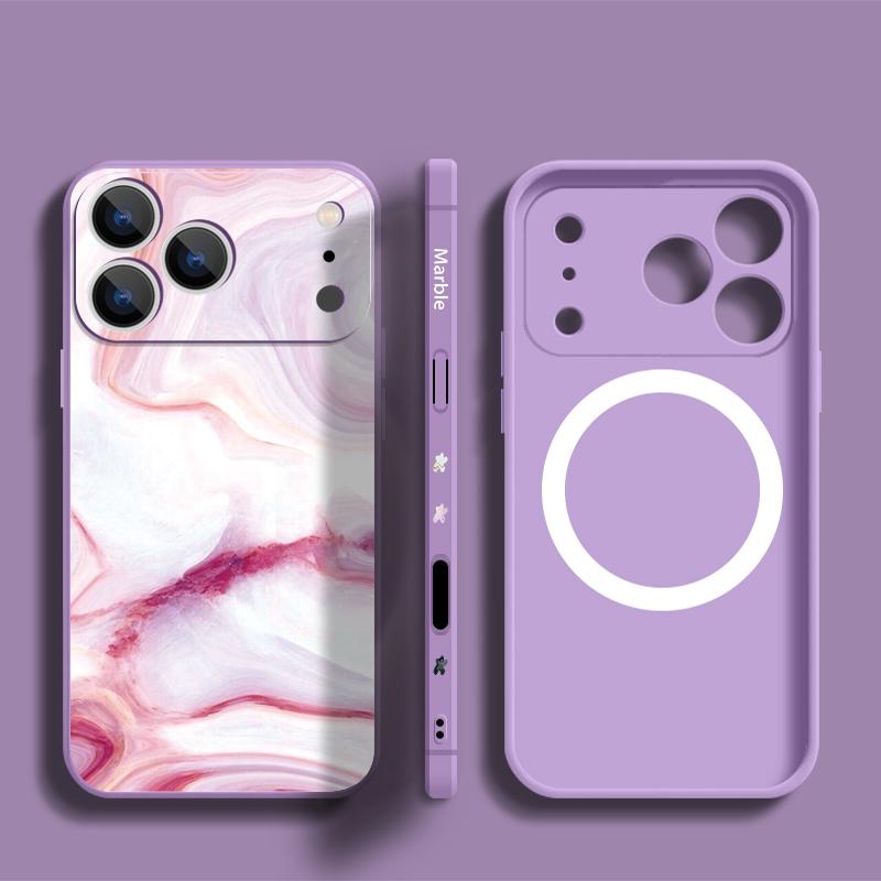 Luxury Sandstone Marble Pattern Case For iPhone 16 Pro Max Magnetic For Magsafe Soft Cover For iPhone 17 15 14 13 Pro Max 17E 16E