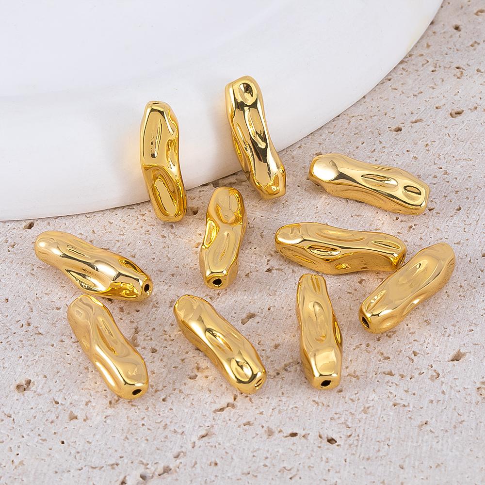 1pc 2Pcs 18mm 18K Gold Color Plated Brass Threaded Long Tube Beads Separator for DIY Bracelet Jewelry Making Material Accessorie