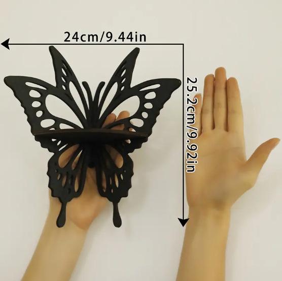 3D Faux Wood Butterfly Wall Rack: Decorative Home Storage Solution