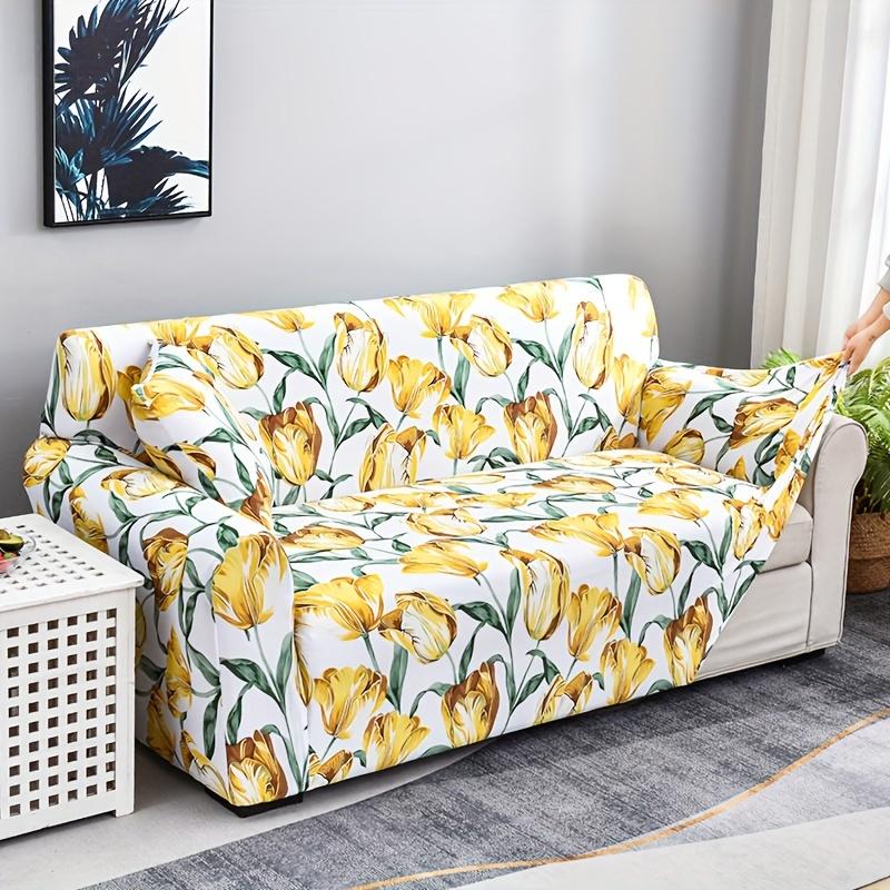 Milk Silk Printed Non Slip Sofa Cover Adjustable Furniture Protector For Living Room Bedroom Home Decor