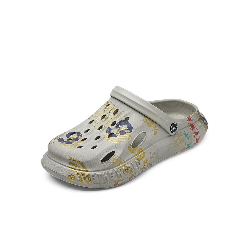 

Men s hole shoes summer wear 2025 new non-slip stepping on shit dual-purpose beach sandals thick-soled toe slippers 48
