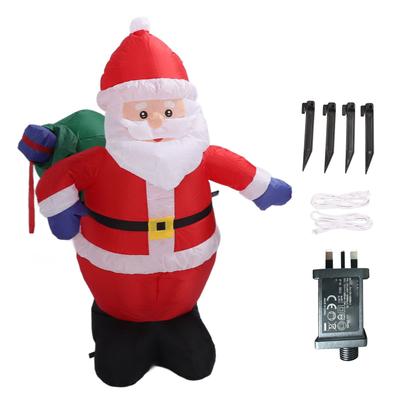 3.9ft Inflatable Santa with Gift Bag Light Decoration Polyester Easy Setup Blow Up Christmas