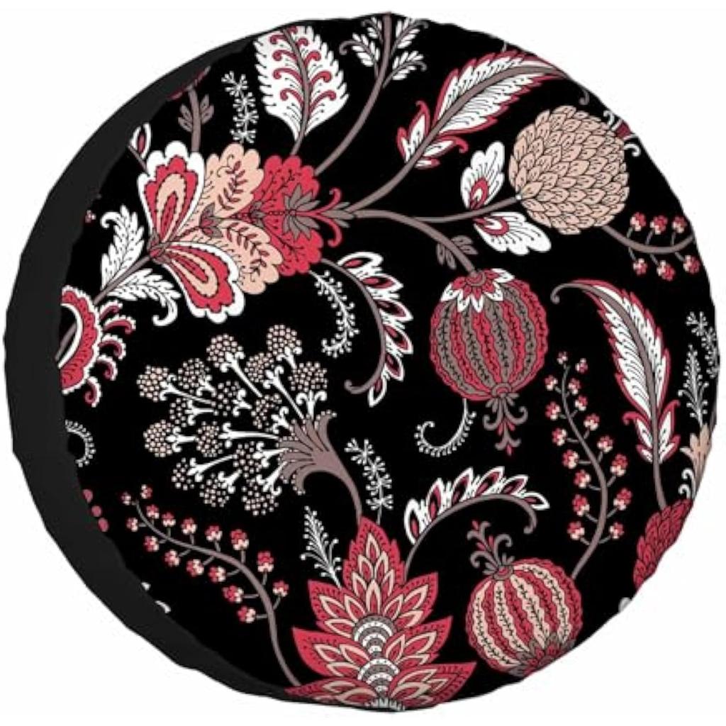 Vintage Paisley Spare Tire Cover Bohemian Floral Leaves Wheel Protector for SUV Truck