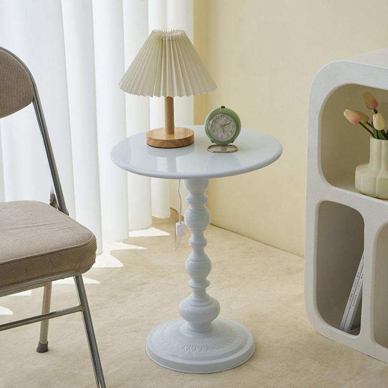 1pc Sofa Side Table Small Creamy Wind Living Room Creative Coffee Table Modern Simple Iron Balcony Small Round Table