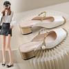 Embroidered Green Slippers Women's Summer New Low-heeled High-heeled Shoes Bag Head Temperament Sandals Women