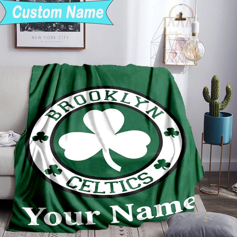 Custom Name Blanket Boston Basketball Blanket Bedding Blanket for Travel, Camping, Living Rooms, Offices, Sofas, Fan Christmas Gift
