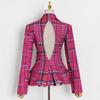 Women's Spring 2025 Korean Square Collar Diamond Backless Suit Jacket