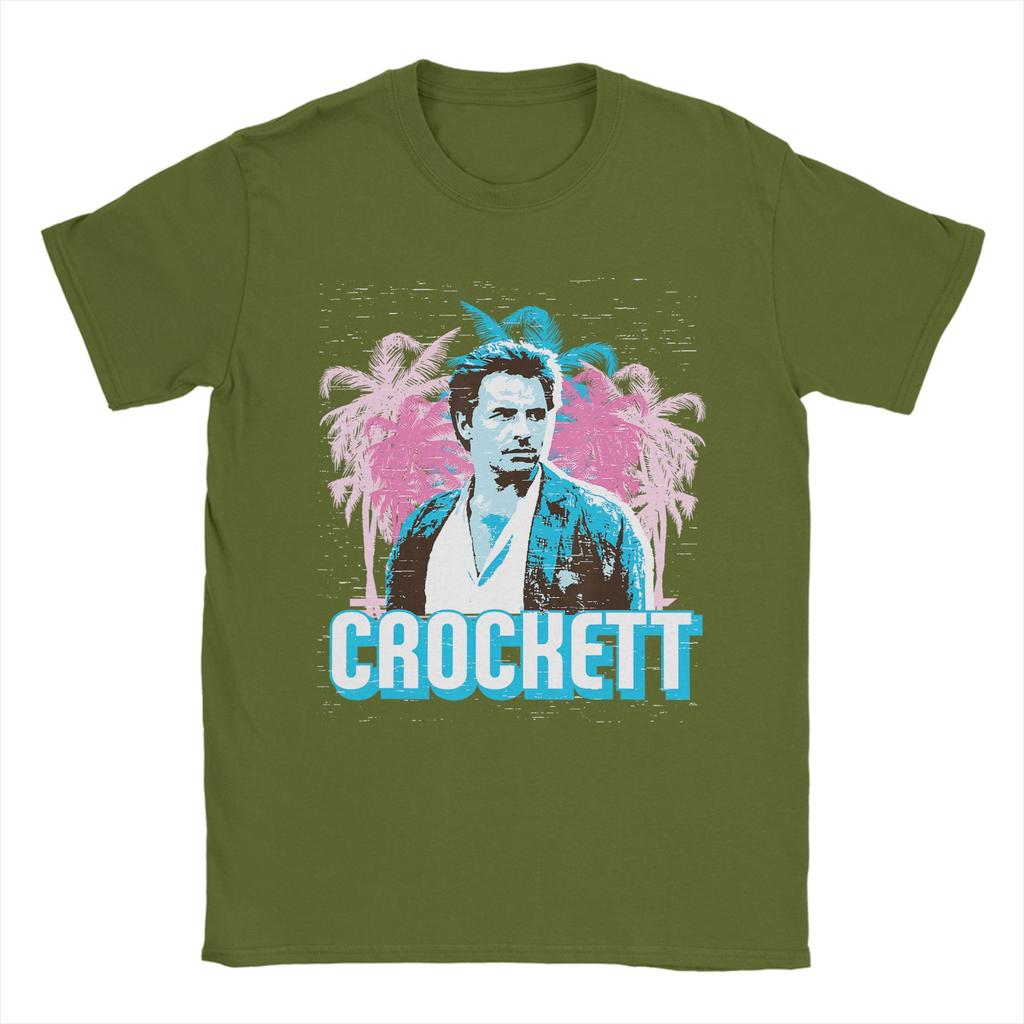 Miami Vice Crockett And Palm Tree Scenery Tshirt Summer Harajuku Tshirts Man Cotton O Neck Oversized Tees Short Sleeve Tops