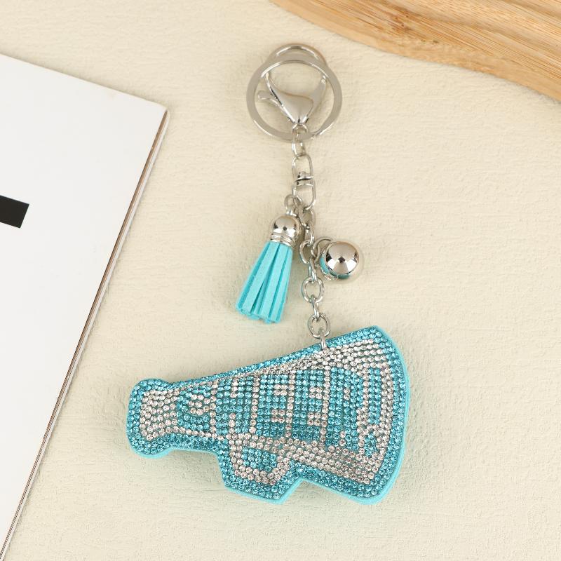 

Full Word Cheer Keychain Leather Tassel Key Holders Keyring Charm Women Bag Pendant Gift озеро синього кольору