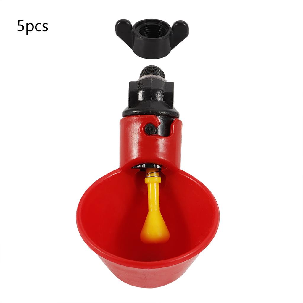 5PCS Chicken Bird Automatic Drinkers Water Drinking Cups Bowls (Fixed Screw Water Bowl)
