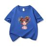 Kids Cotton T Shirt Bright Rainbow Hair Girl Watercolor Print Crew Neck Short Sleeve Tee Casual Boys Girls Summer Tops