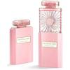 Ventilador portátil recarregável em formato de perfume feminino, vento forte de três velocidades, ventilador portátil, rosa