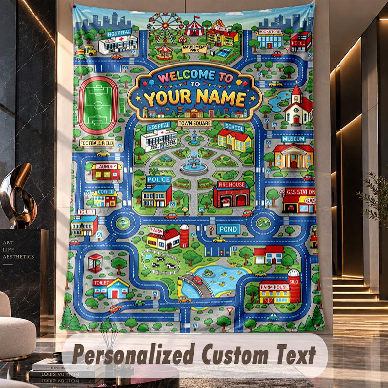 Water Lily Pond Theme Wall Tapestry Customized With Name Text Personalized Hanging Tapestry For Bedroom Living Room Decor