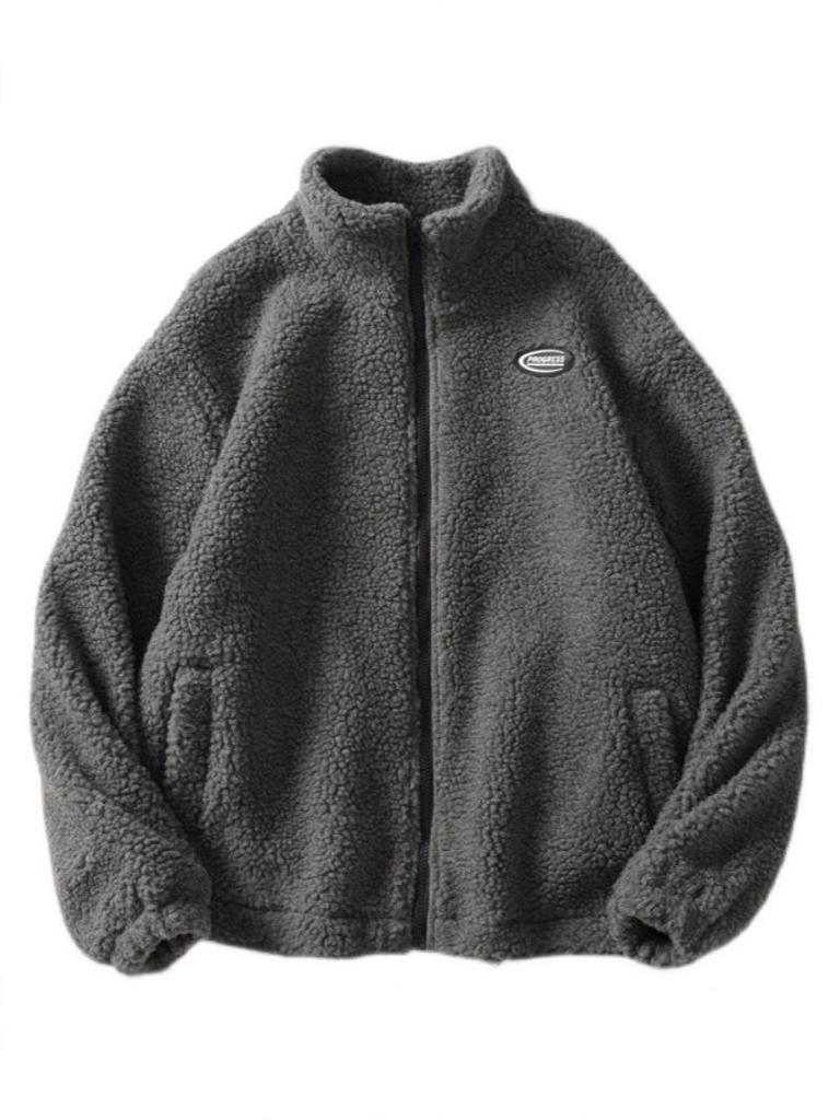 2025 Autumn/Winter Unisex Fleece Cotton Jacket - Loose BF Style, Stand Collar, Thickened Coat for Couples.