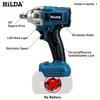 HILDA 18V Brushless Impact Wrench with LED Light - High Torque Multifunctional Auto Repair Tool.