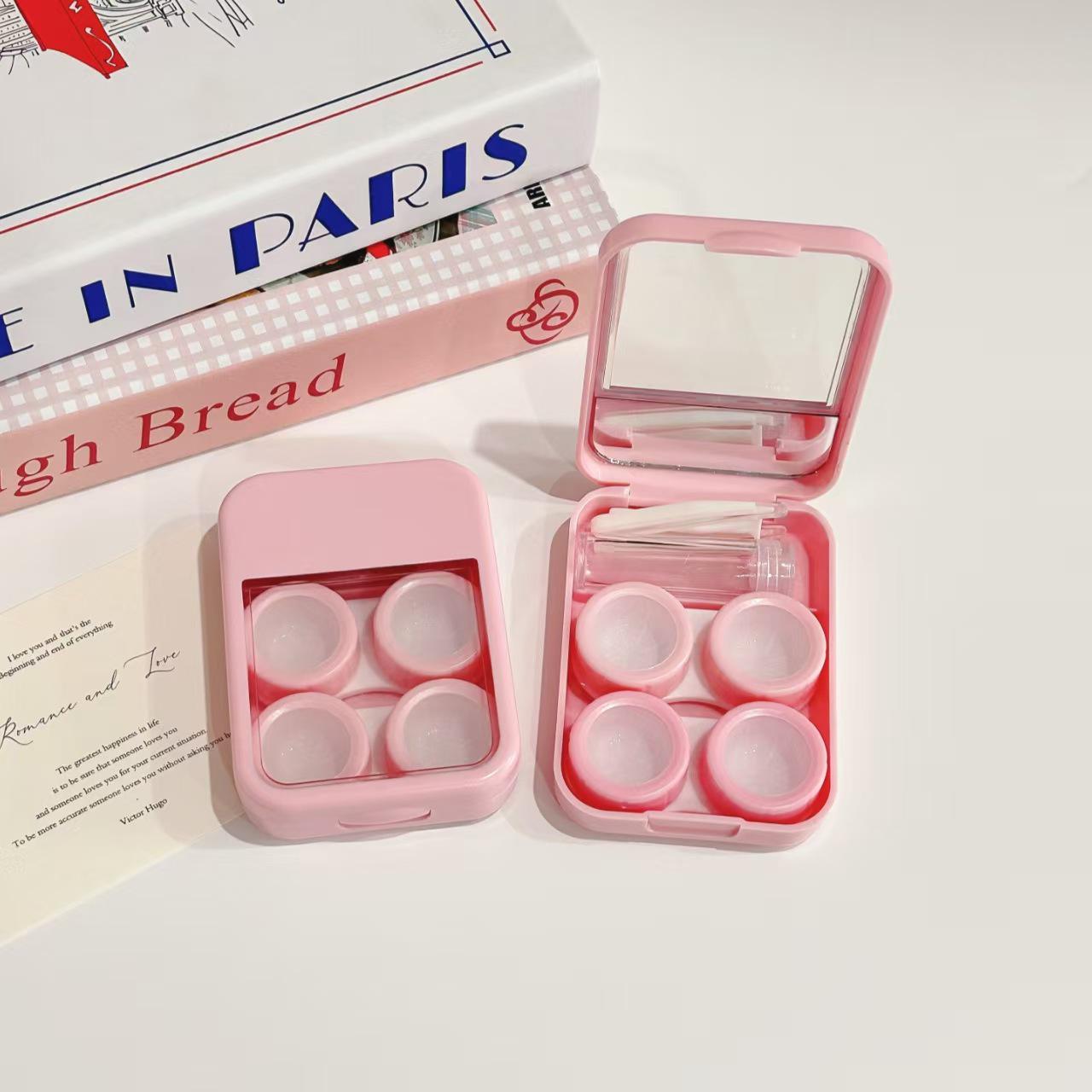 

2025 Invisible Contact Lens Storage Case - Macaron Color Series for Two Pairs 81x60x22mm рожевий