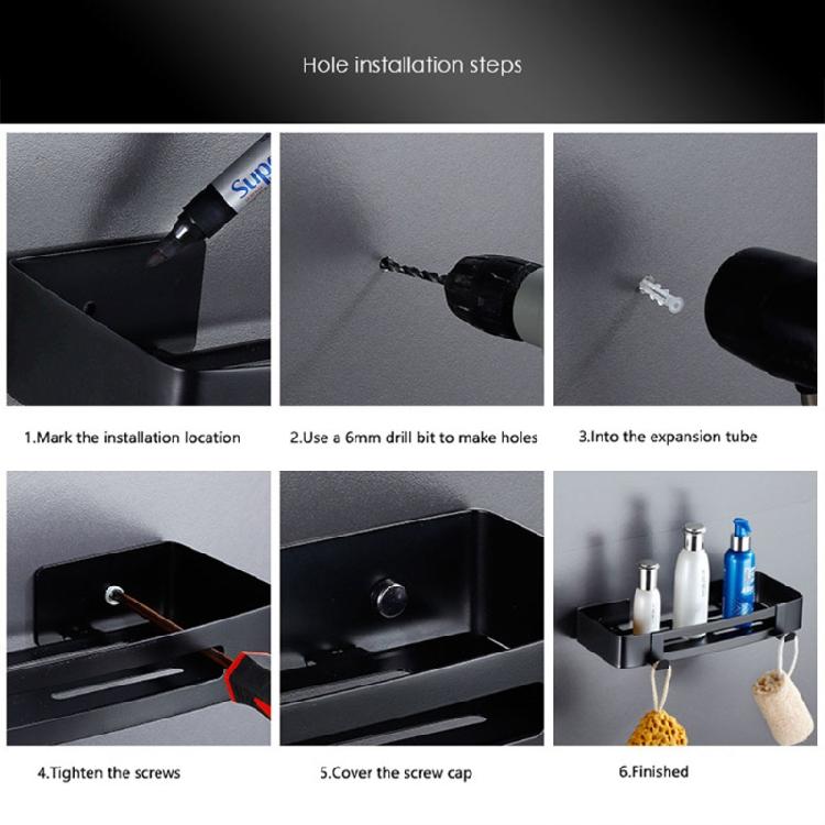 Bathroom Shower Storage Shelf Wall Mounted Shampoo Holder Punch/Punch-free