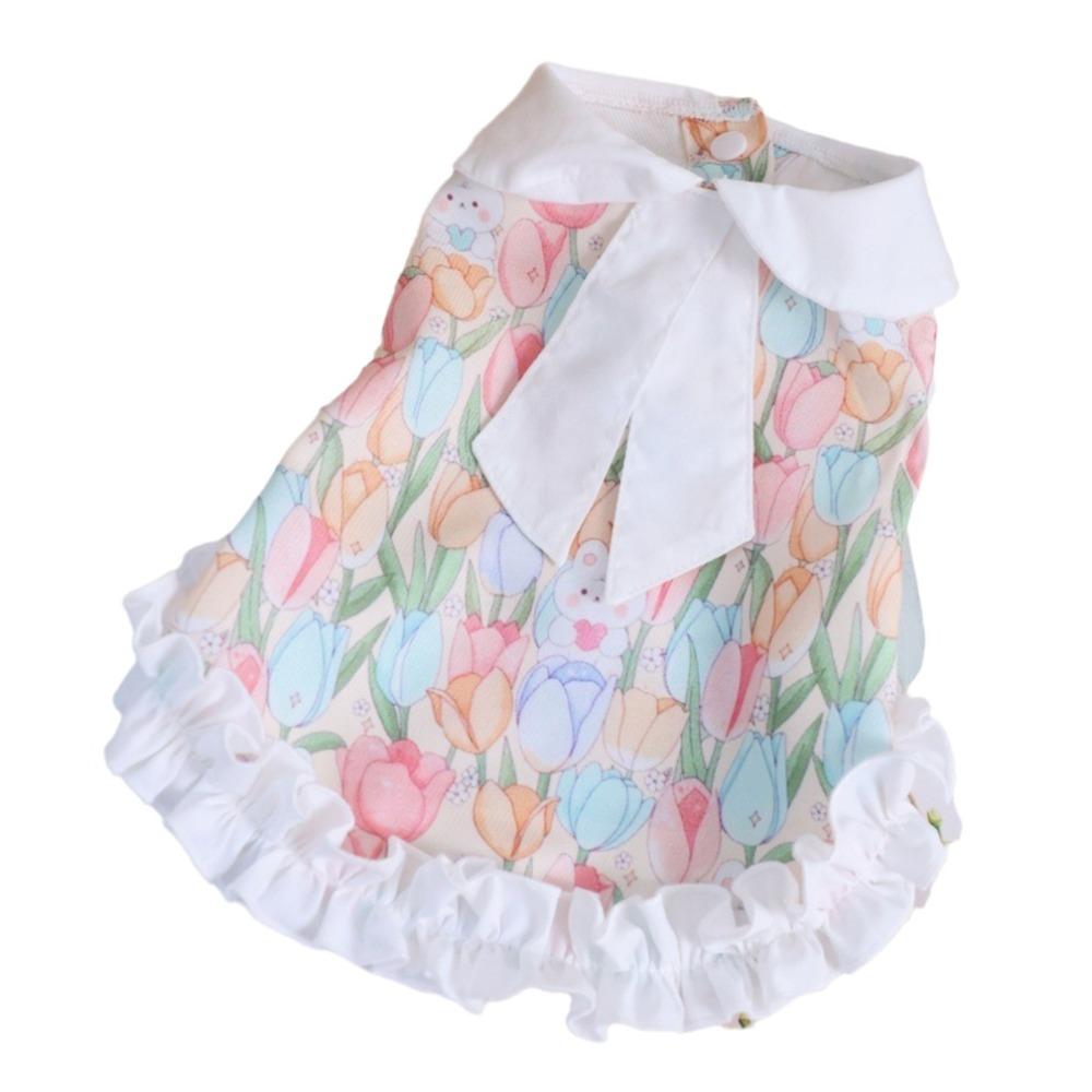 

Floral Printed Dog Princess Dress Breathable Dog Floral Skirt Cute Dog Vest Outdoor Activity XS розовый
