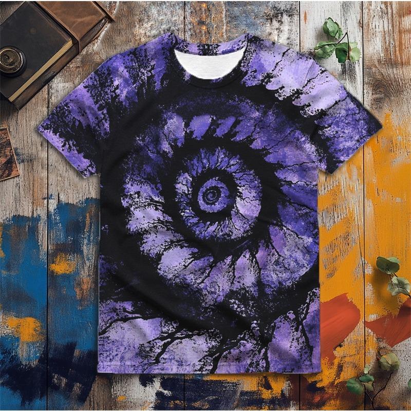 Fashion Tie-dye Pattern T Shirts For Men Summer Simple Short Sleeve 3D Printed Crew Neck T-shirts Loose Breathable Harajuku Tees