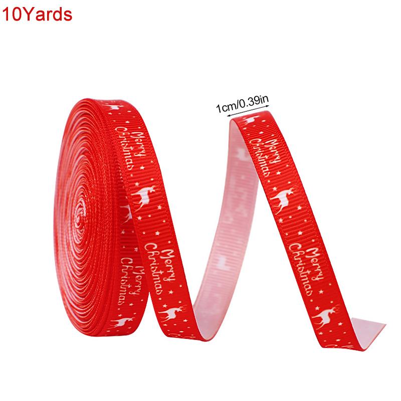 10 Yards 10mm Weihnachtsband Geschenkverpackung Polyesterband Schleife Neujahrsparty Handgemachte Geschenke Dekoration DIY Bastelmaterial
