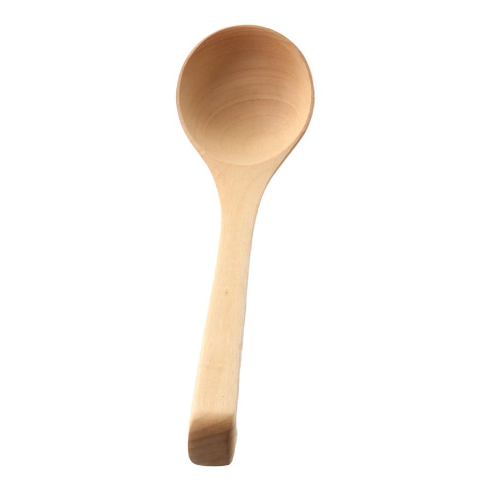 Cooking with Hanging Hook Natural Wooden Heavy Duty Tableware Soup Ladle Scoop Serving Spoon