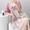 Short-sleeved cotton silk nightgown women's summer square collar improved Hanfu national style cotton silk skirt loungewear can be worn outside 