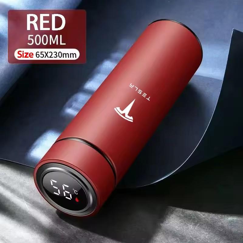 500ML Temperature Display Thermos Cup For Tesla Model 3 Model S Model X Model Y Roadster SpaceX Tesla Logo Car Thermos Bottle