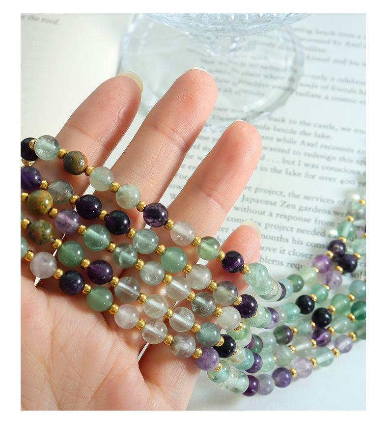 Multi-Color Natural Stone Beaded Titanium Steel Necklace